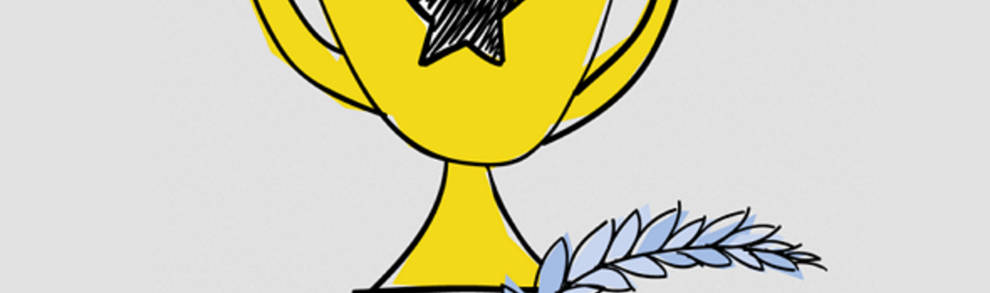 Illustration: ein Pokal mit einem Loorbeerkranz